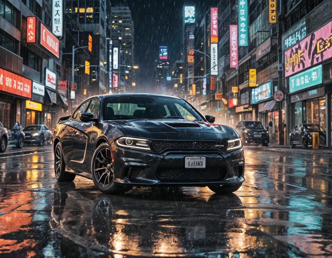 Unmarked Dodge Charger Hellcat on Los Angeles Street in Anim...