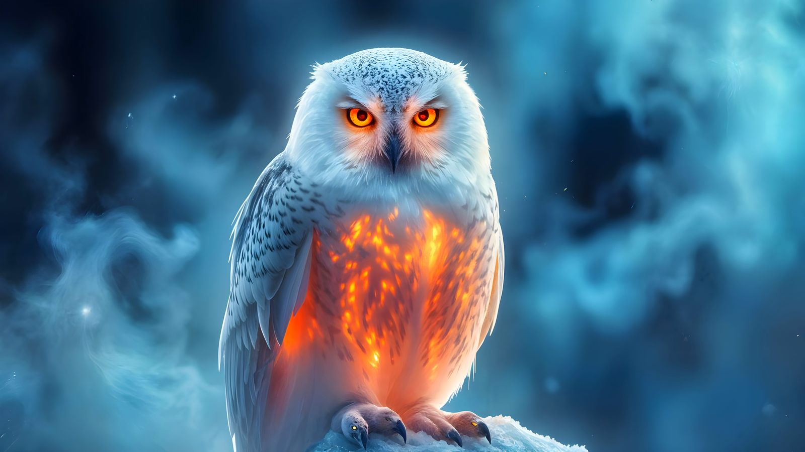 Ethereal Icy Owl in Majestic Beauty and Strong Body Contour....