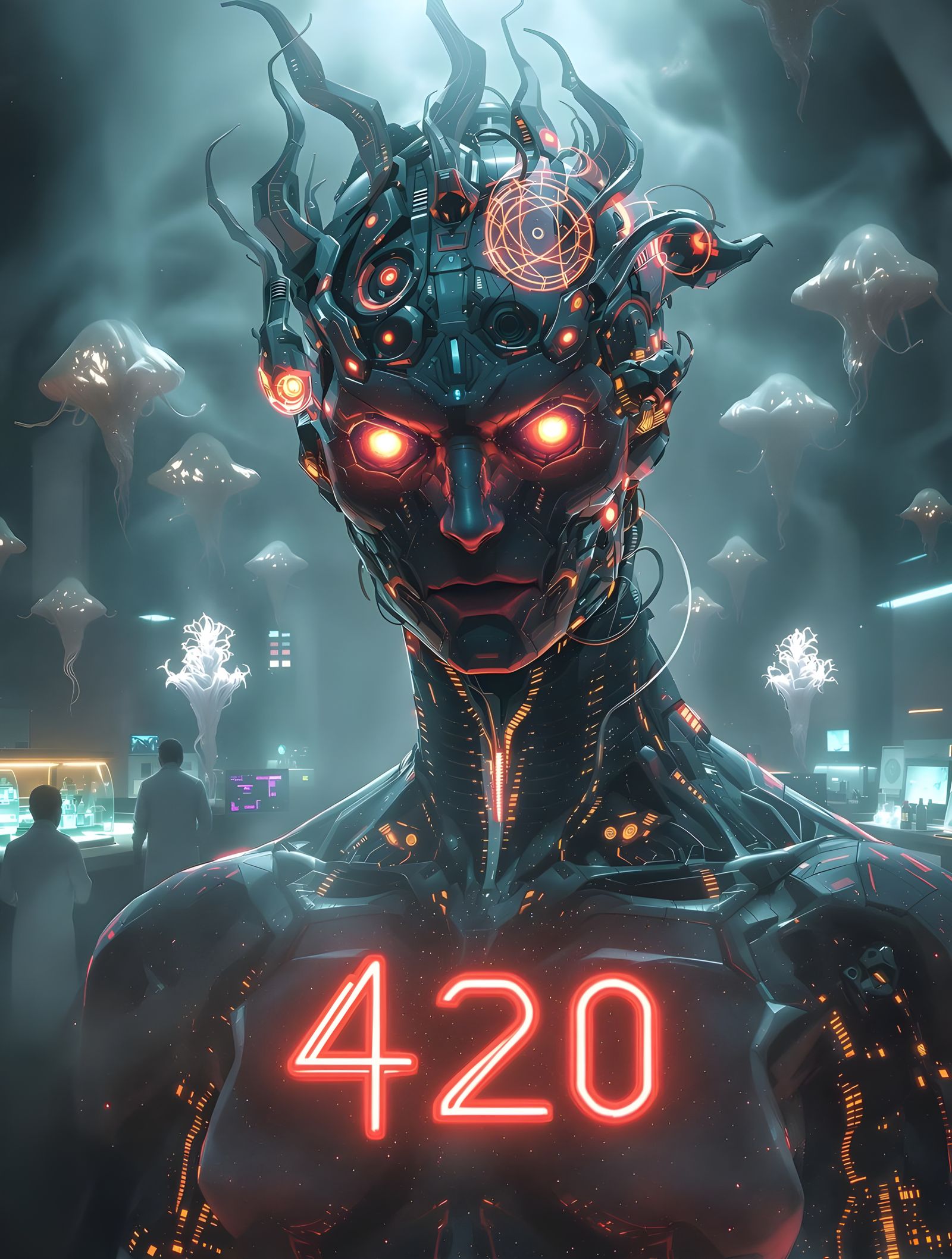 Cybernetic Human Emerges from Eerie Digital Realm