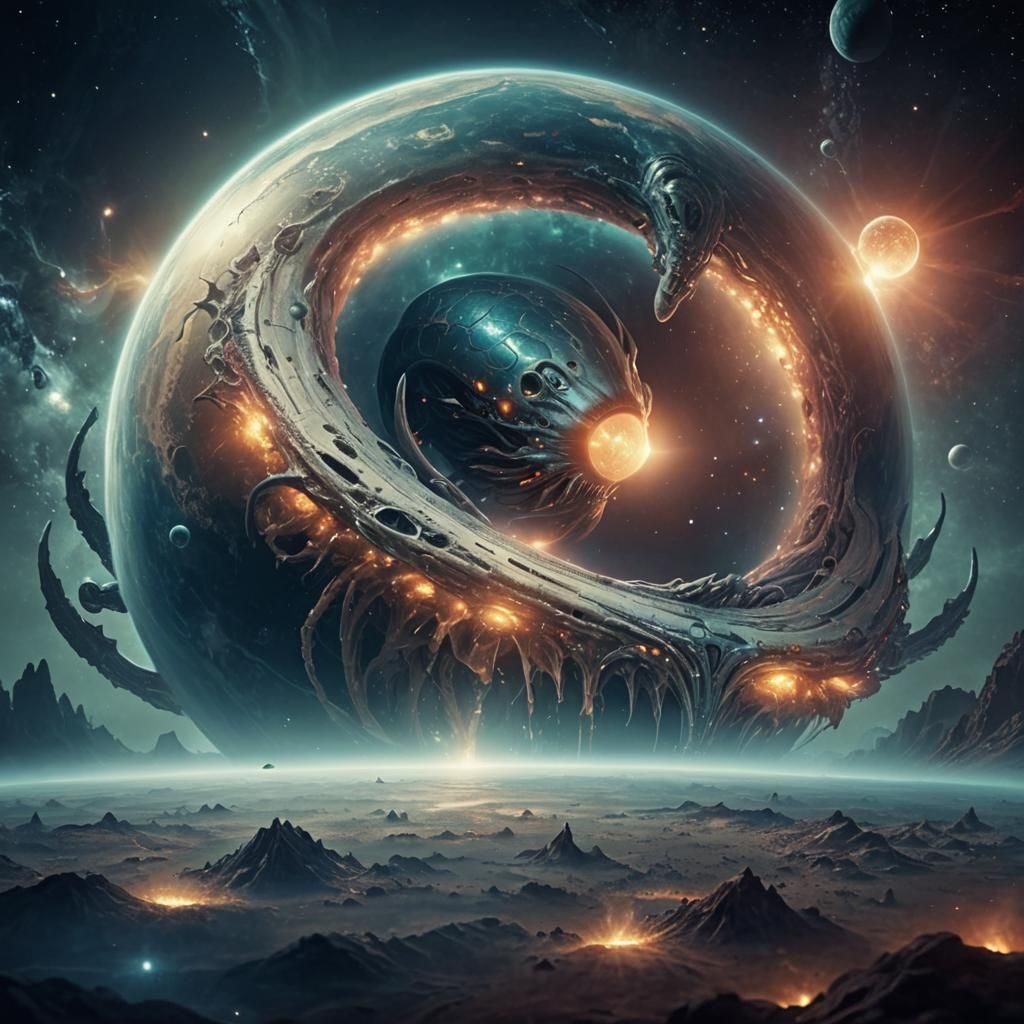 Sci-Fi Alien Consuming Planets