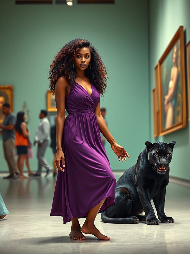 Hyperrealistic Portrait in a Gallery