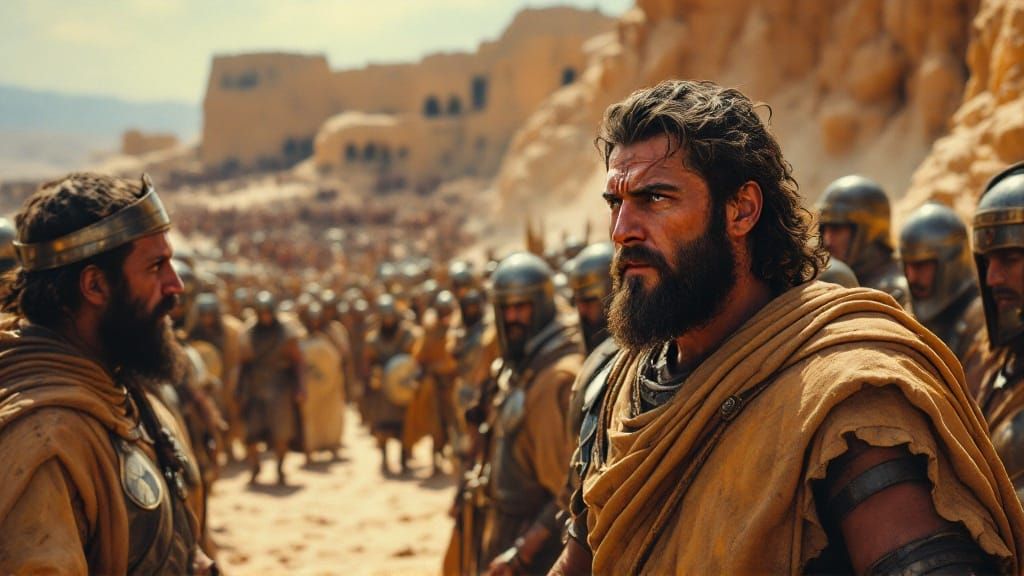 Hebrew Warriors Confront the Philistines at Masada in Earthy...