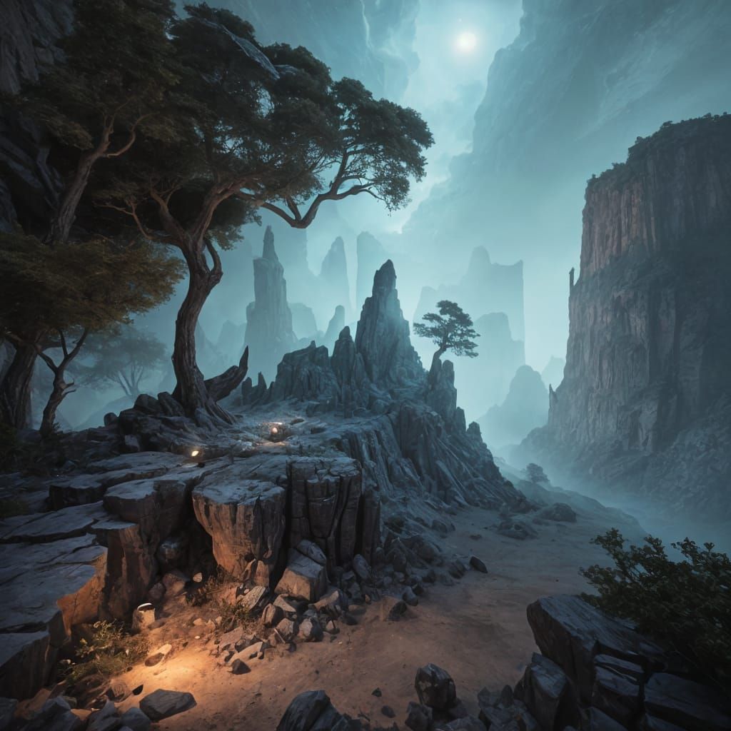 Hulk Orc Warrior in Rocky Canyon, 3D Render