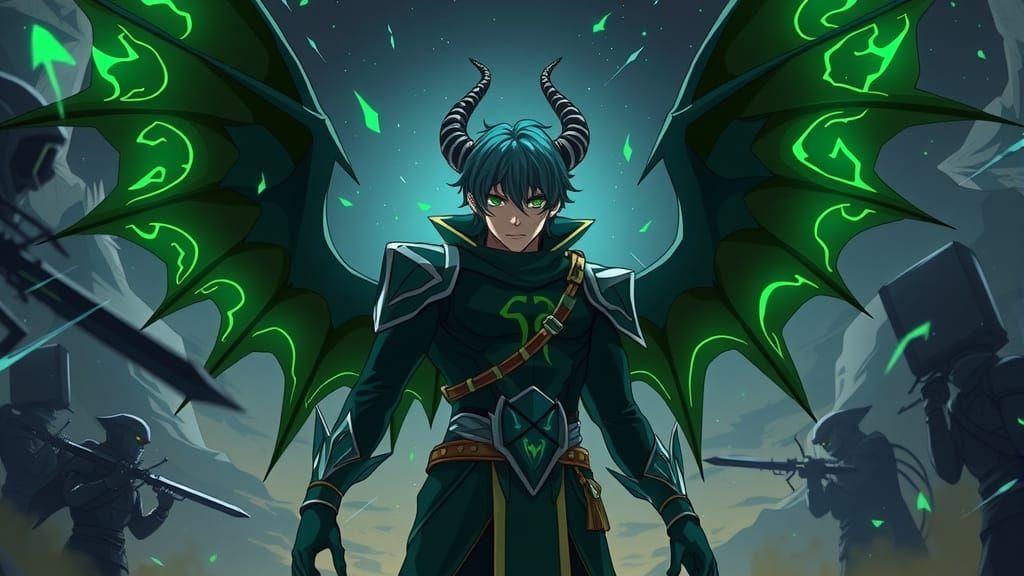 Lucifer's Triumph: A Cel-Shaded Anime Illustration