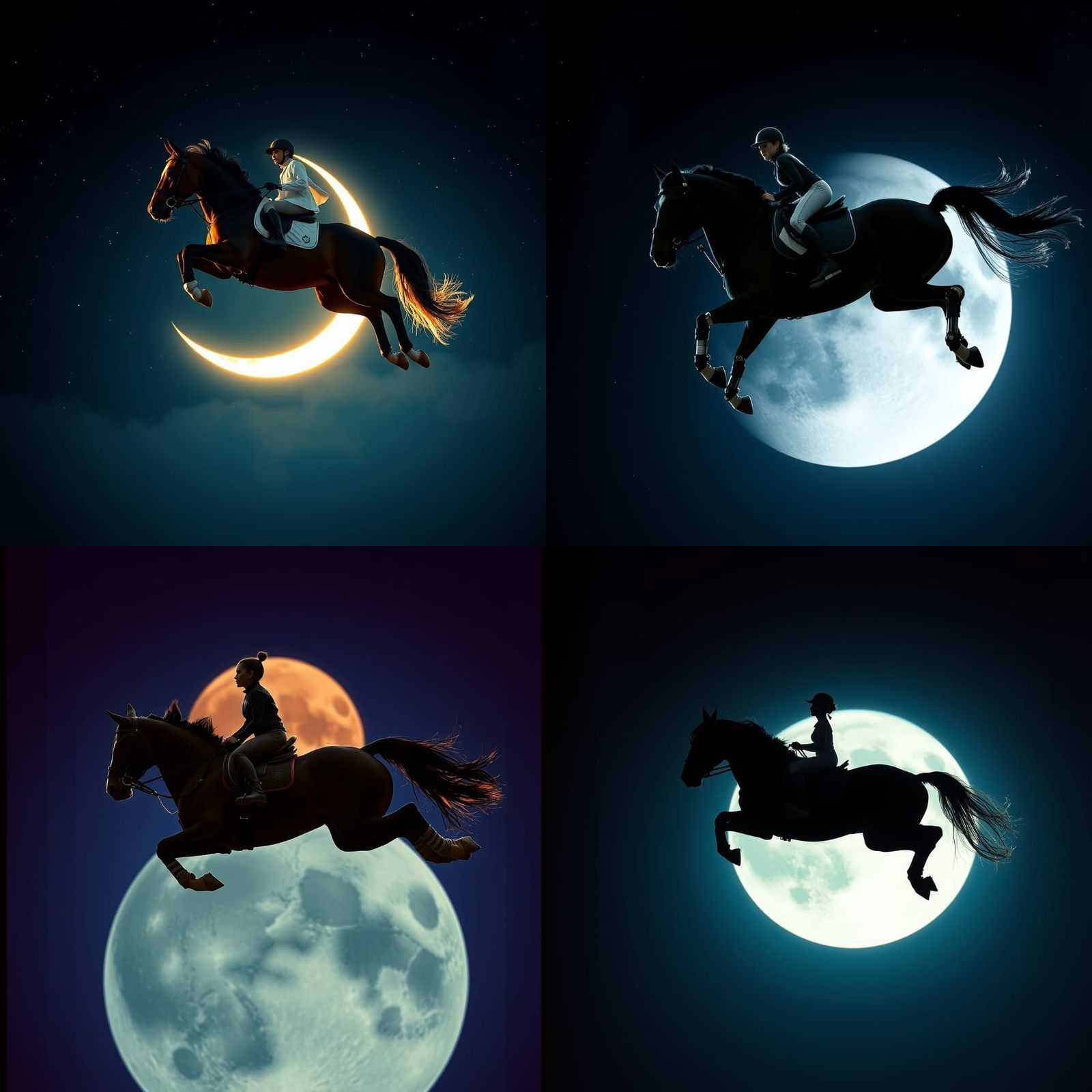 Paralympic Rider Jumps Horse Over Moon: Cinematic Still