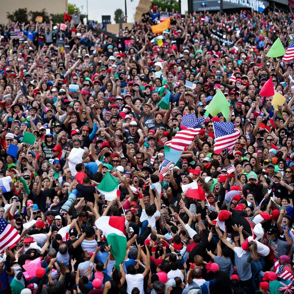 Mexican Crowd Celebrates the Fall of the Wall