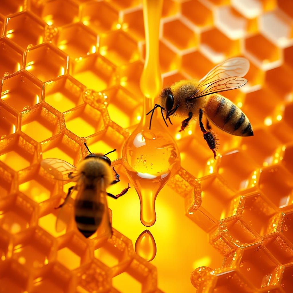 Gleaming Honeycomb Structure in Golden Light