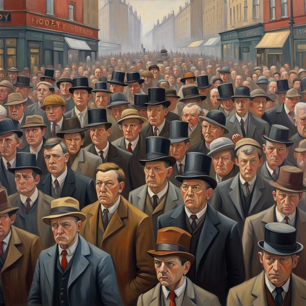 Detailed Crowd Scene in L.S. Lowry Style
