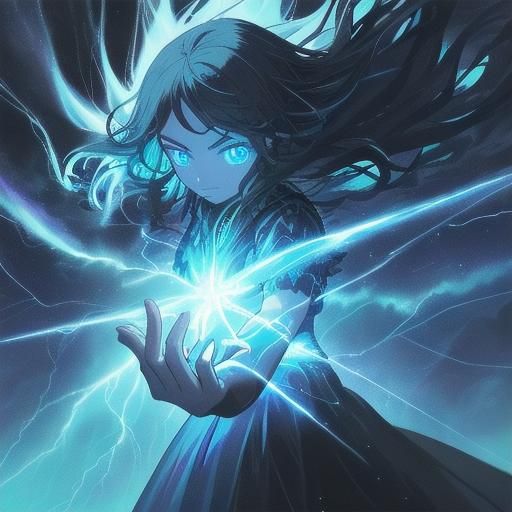 Aurora Tattoo Woman Summons Lightning in Surreal Oil Paintin...