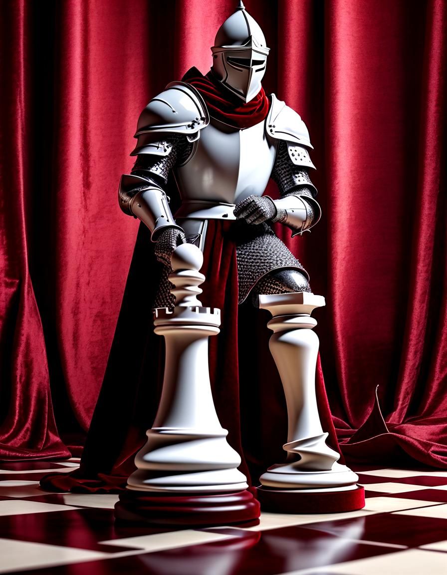 Hyperrealistic Knight Chess Piece Portrait