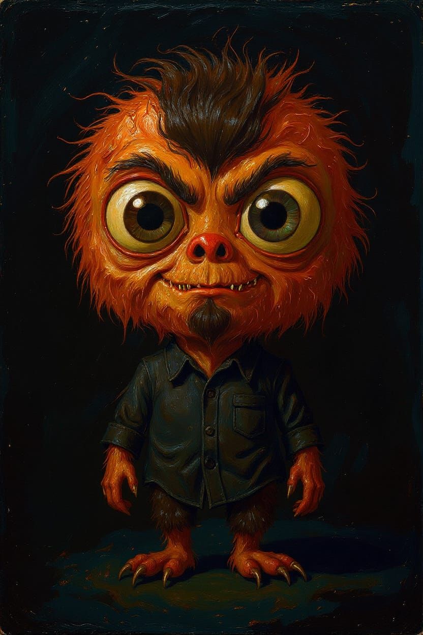 Whimsical Creepy Creature with Expressive Eyes