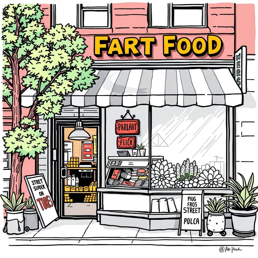 Portland Street Food in Colorful 2D Illustration