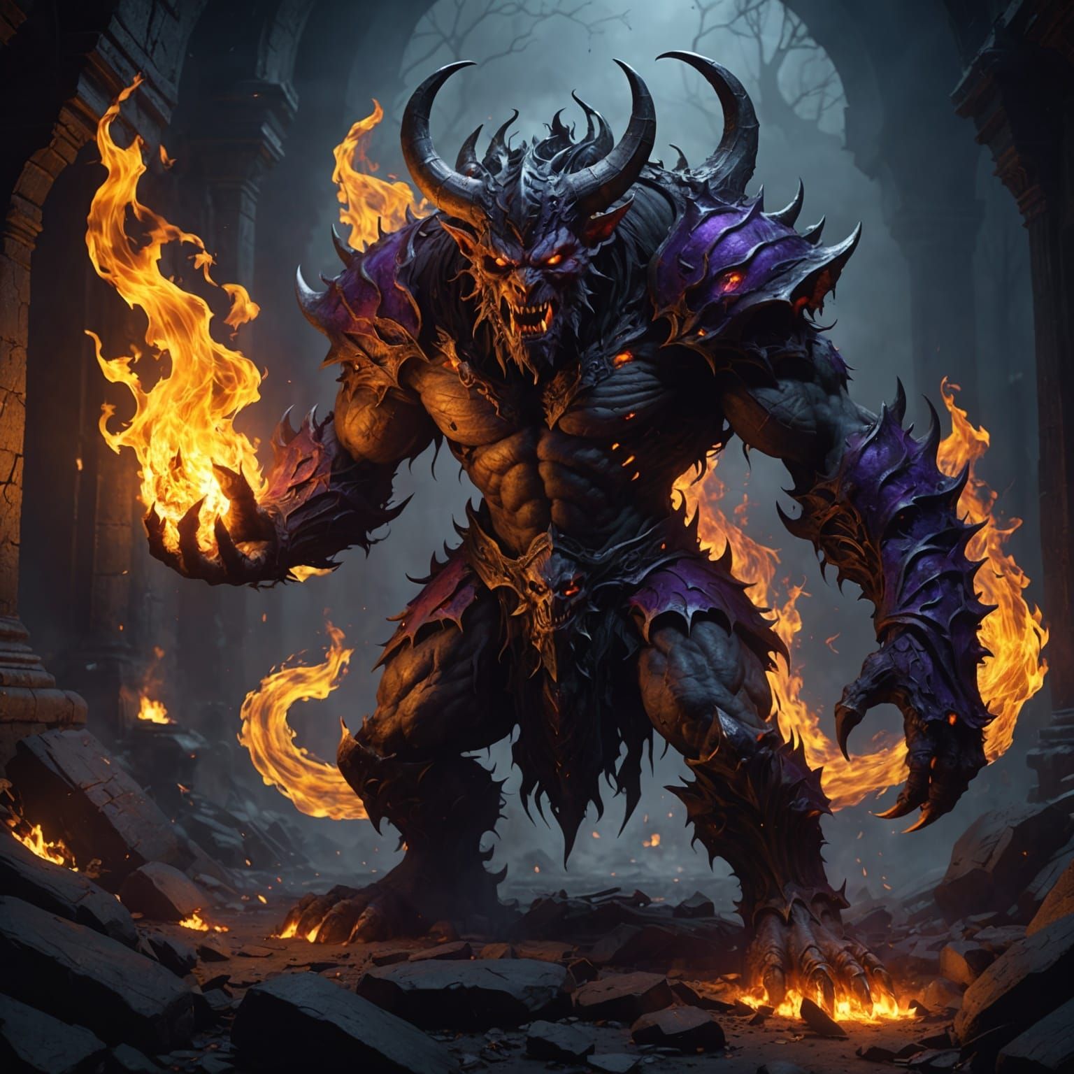 Infernal Demon in Dark Fantasy Concept Art