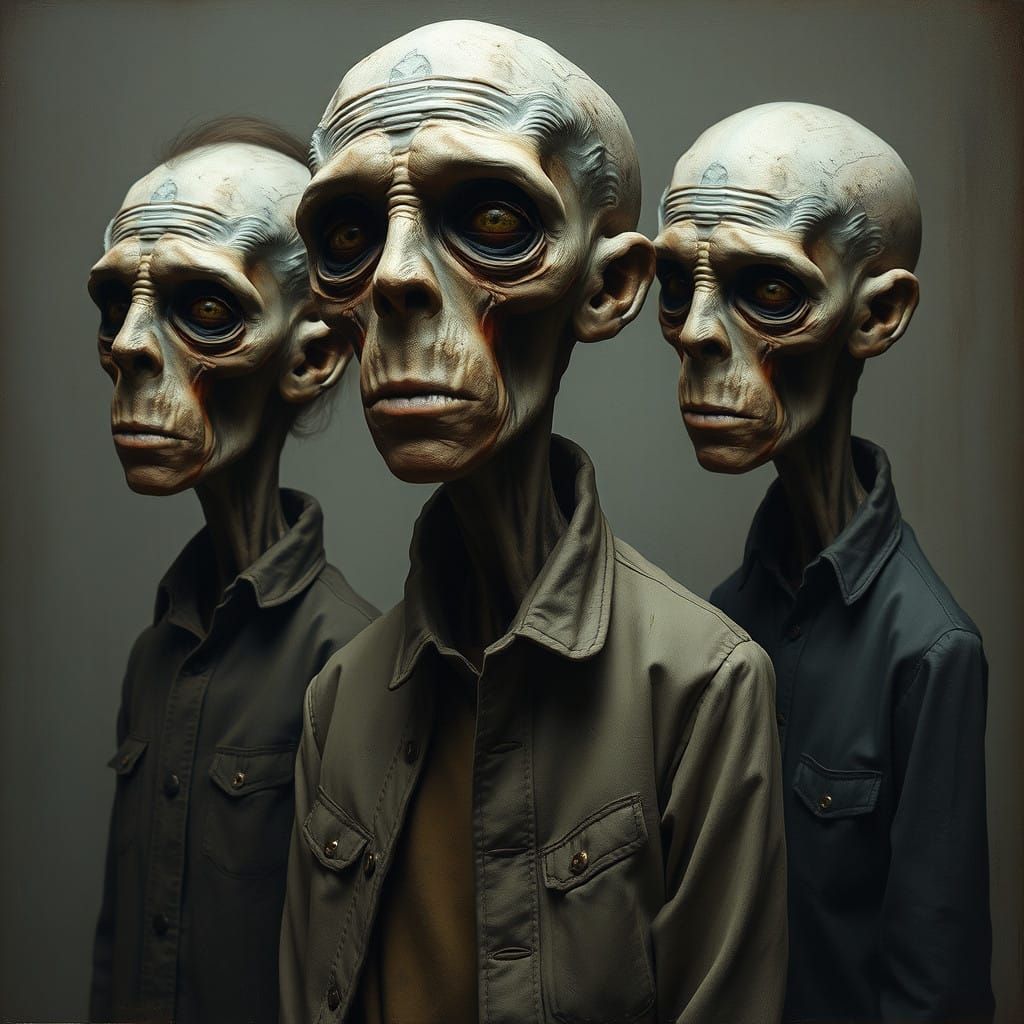 Distorted Human Figures in a Muted Palette