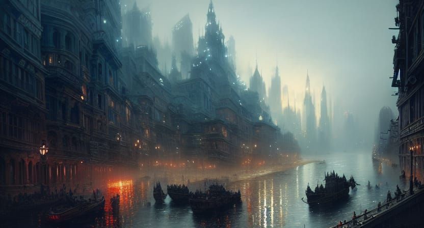 Epic Cityscape Digital Painting in Maximalist Style