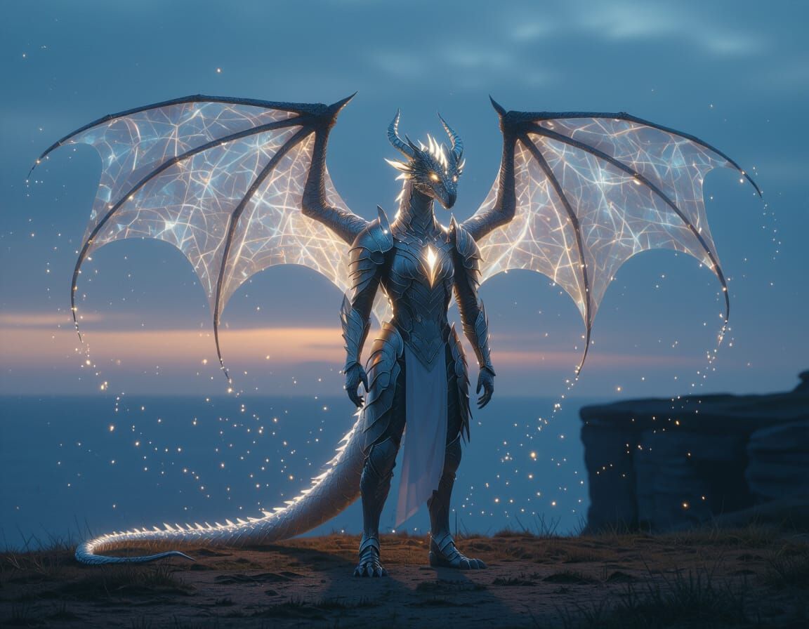 Dragon Sheds Armor Revealing True Power at Blue Hour