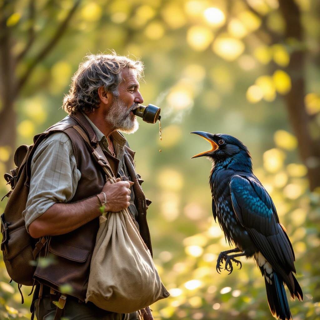 Droeghter Captures Launghpher in Sun-Dappled Forest
