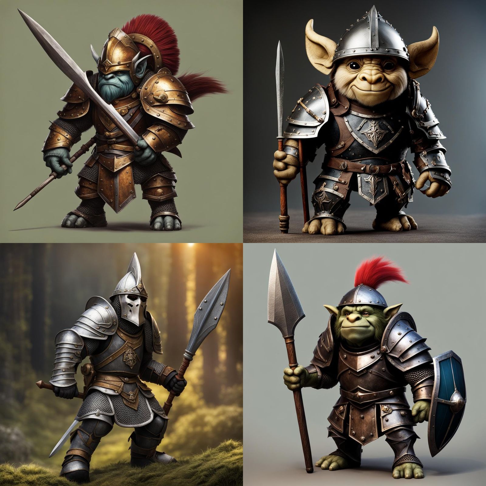 Small Armored Troll with Oversized Helmet