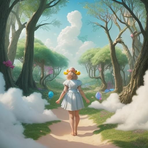 In realms of whimsy, where clouds hold hands,
And trees whisper secrets in sugar-sand lands,
Lives a world of make-belie...