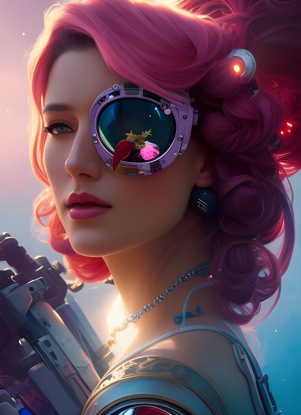 Flowerpunk Astronaut Pirate in Cosmos: Hyperdetailed Portrai...