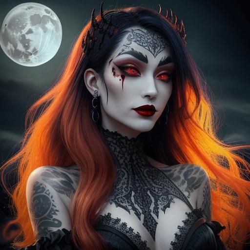 An enchantingly beautiful, venomous  female vampire with  bl...