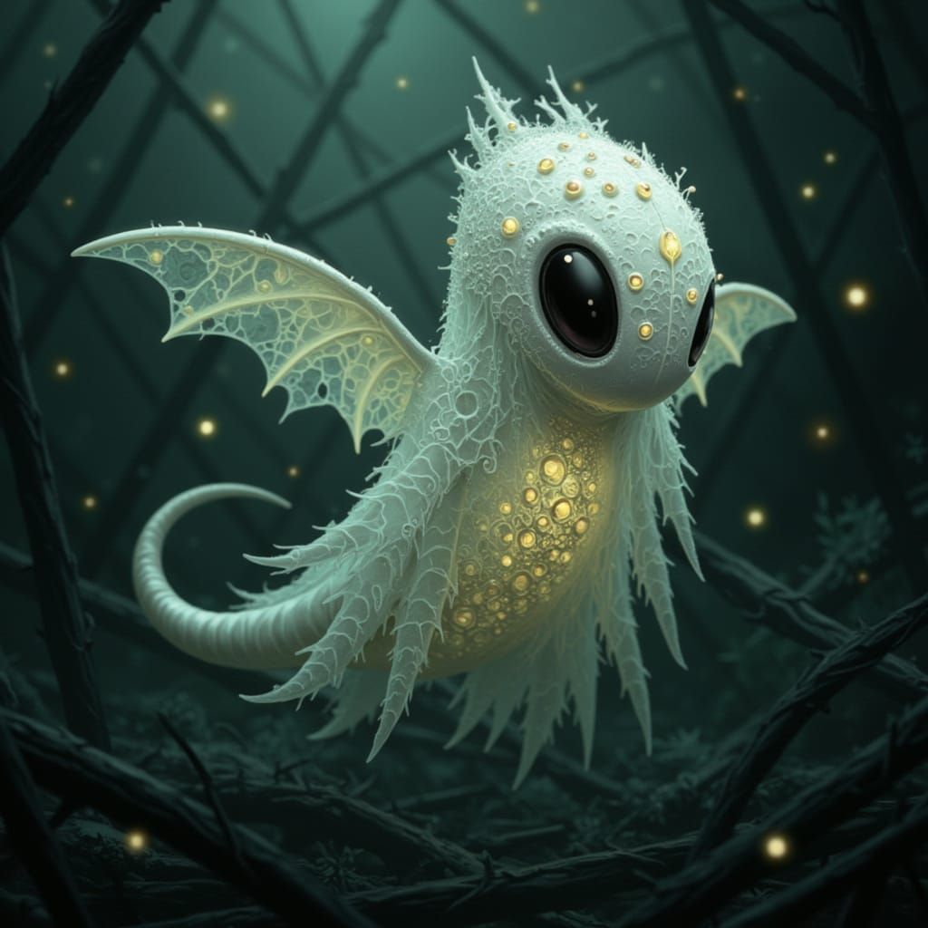 Ethereal Glowing Creature in Gothic Art Style