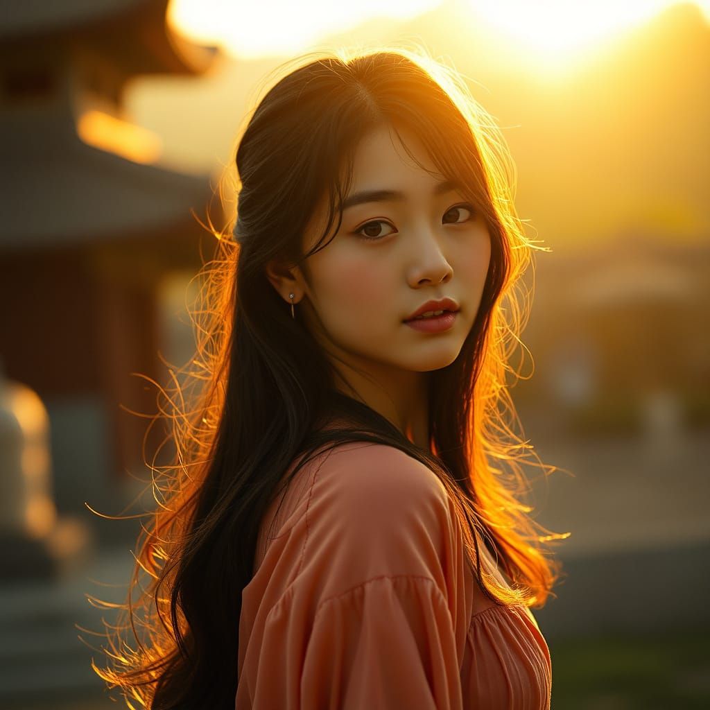 Ethereal Dawn Heroine in Cinematic 35mm Style