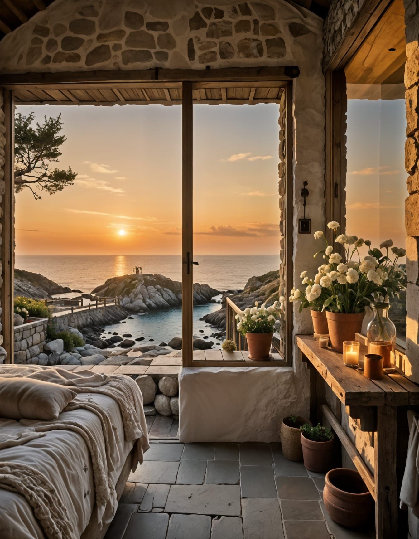 Coastal Cabin with Sea View in Rustic Charm