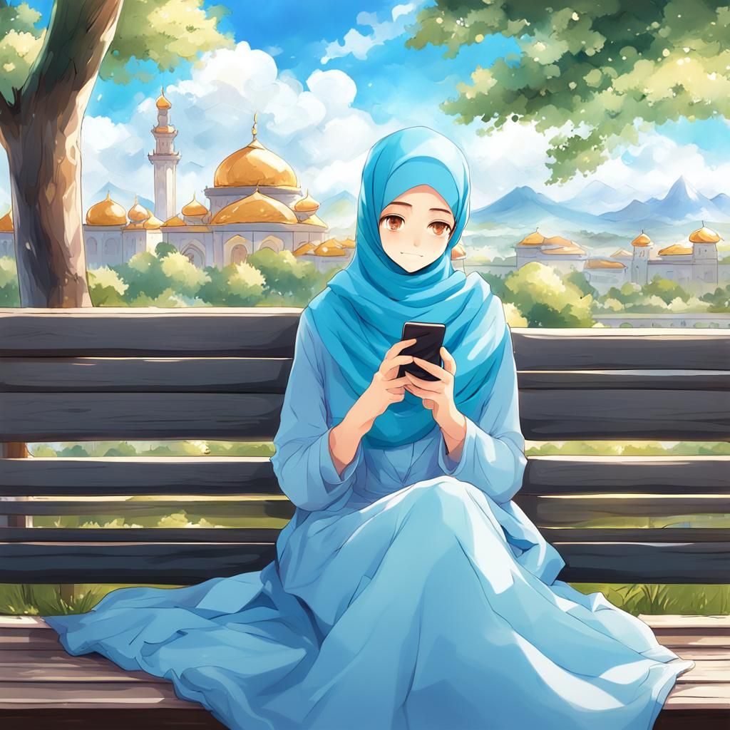 Woman in Hijab, Anime Key Visual Style