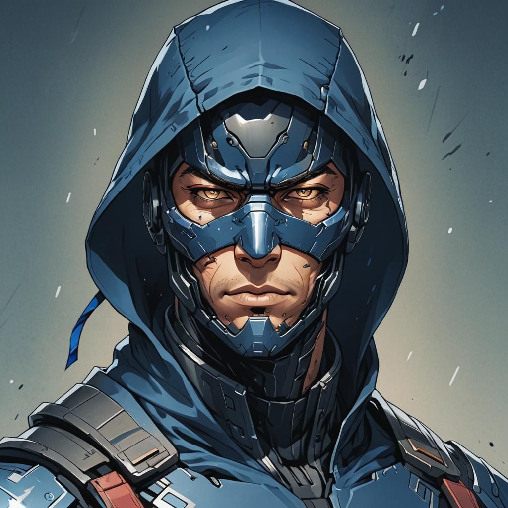 Cyborg Ninja Portrait in Anime Style