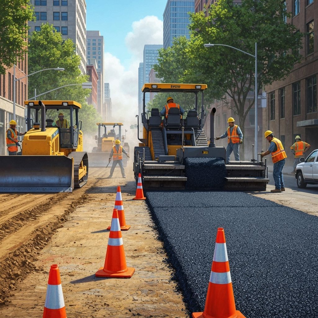 Vibrant Road Construction Scene in Realistic Style