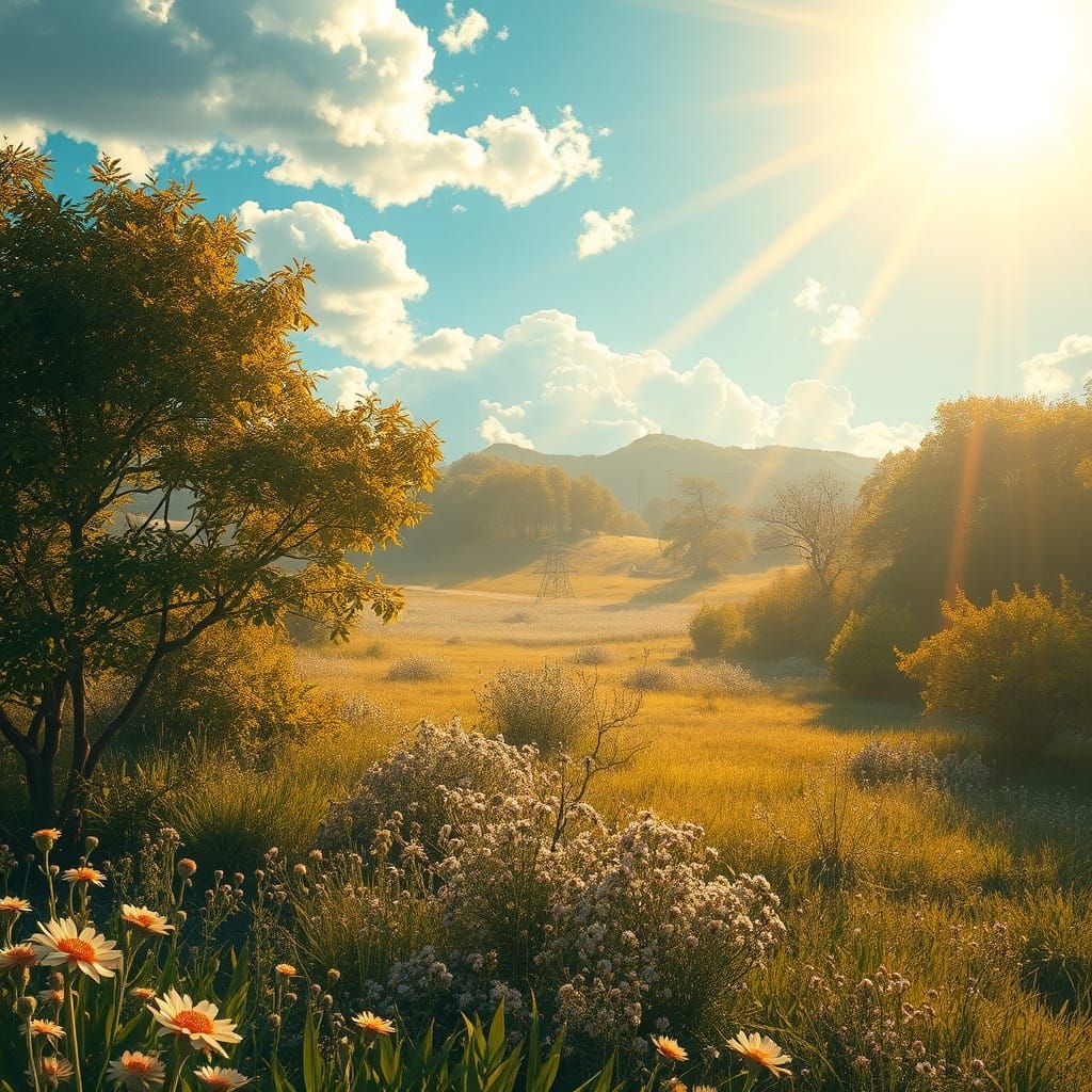 Golden Hour Serenity in Maximalist Style