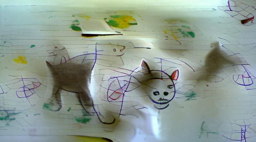 Simple Childlike Drawing of a Cat