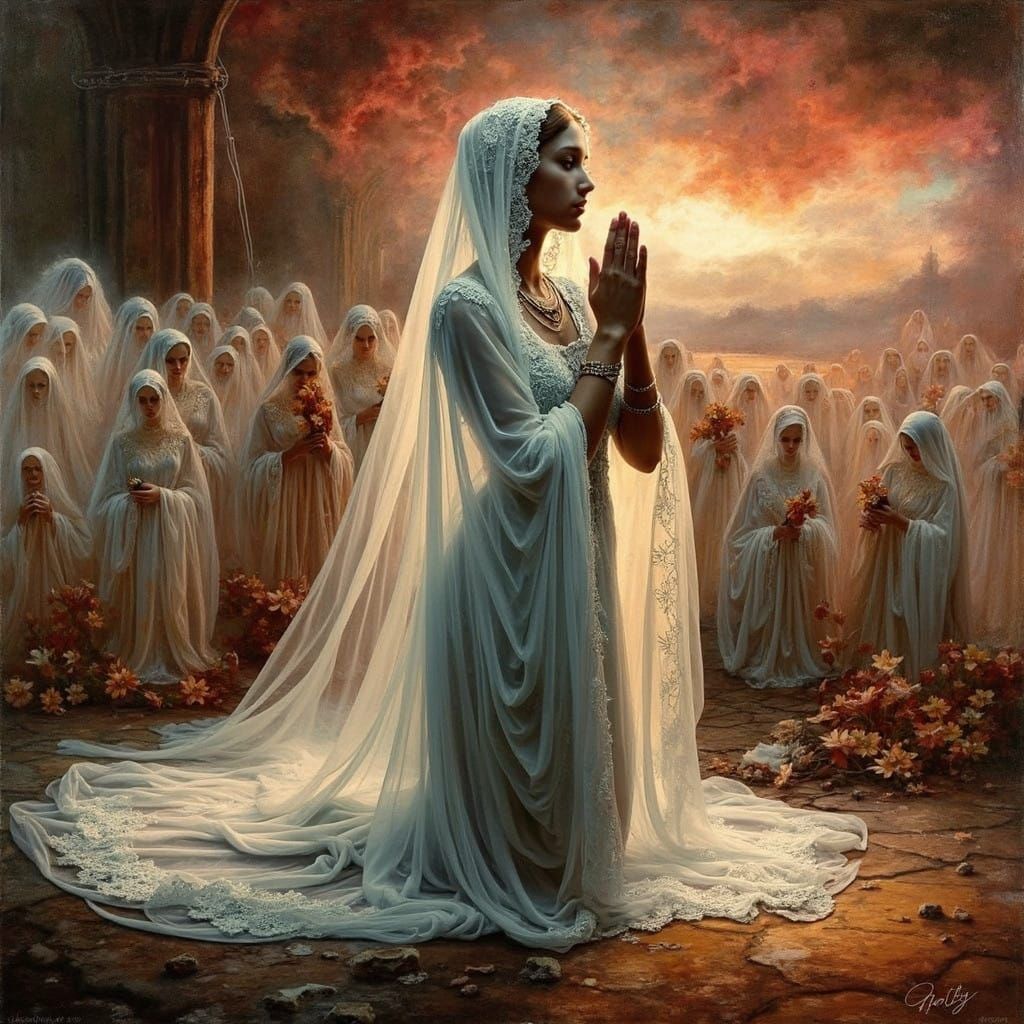 Young Woman in Eerie Reverence, Romanticism-Inspired