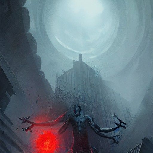 Sinister Demonic Figures in Desolate Landscape
