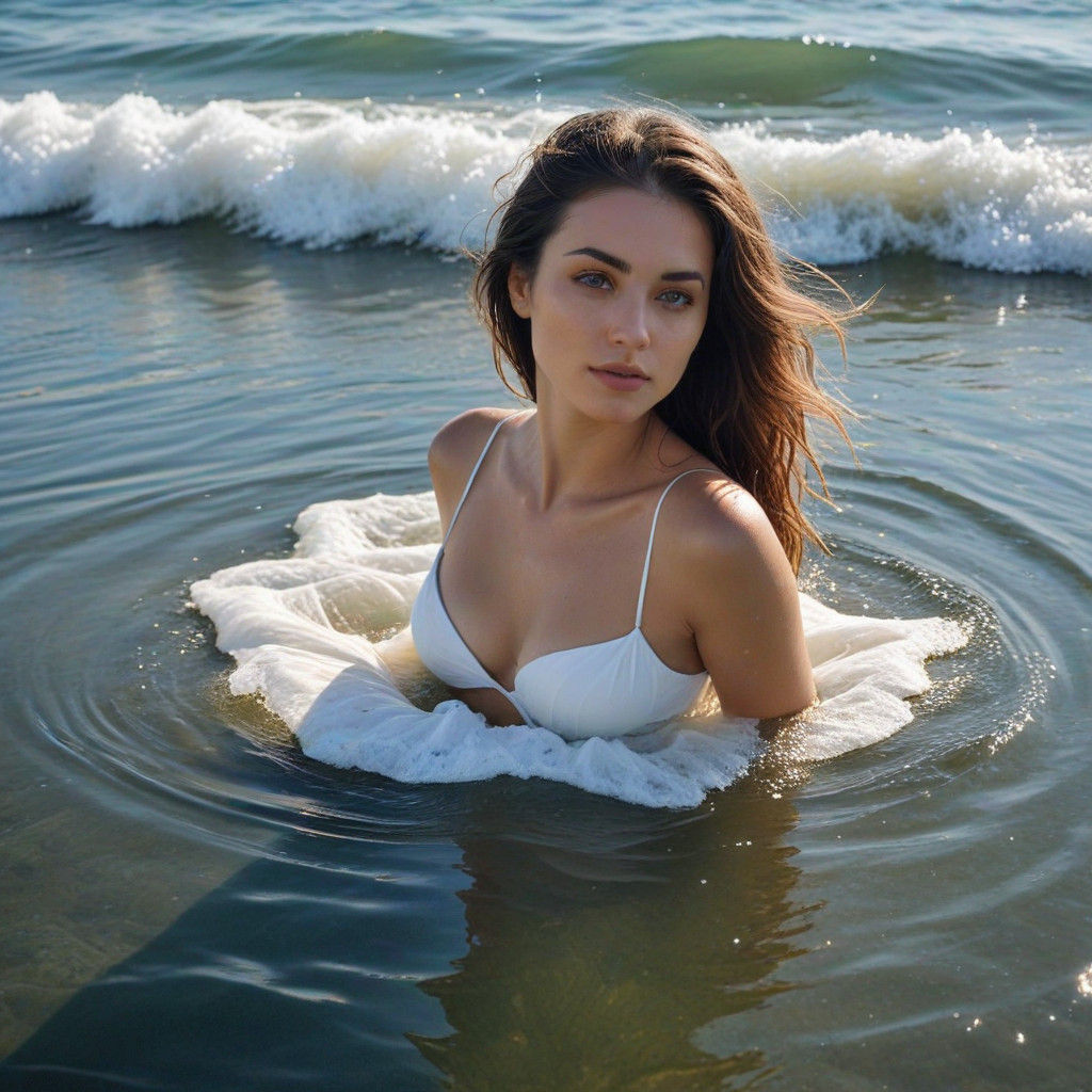 Enchanting Beach Goddess Emerges from the Ocean