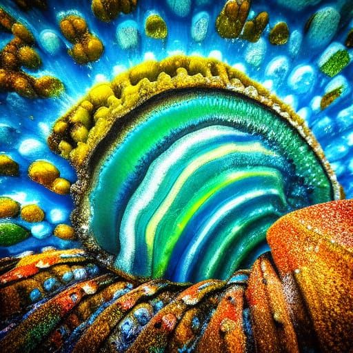Vibrant Low-Poly Barnacle on Rock Close-Up