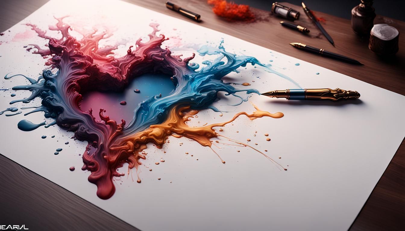 Ink Fountain Pen Creates the Word "Love"