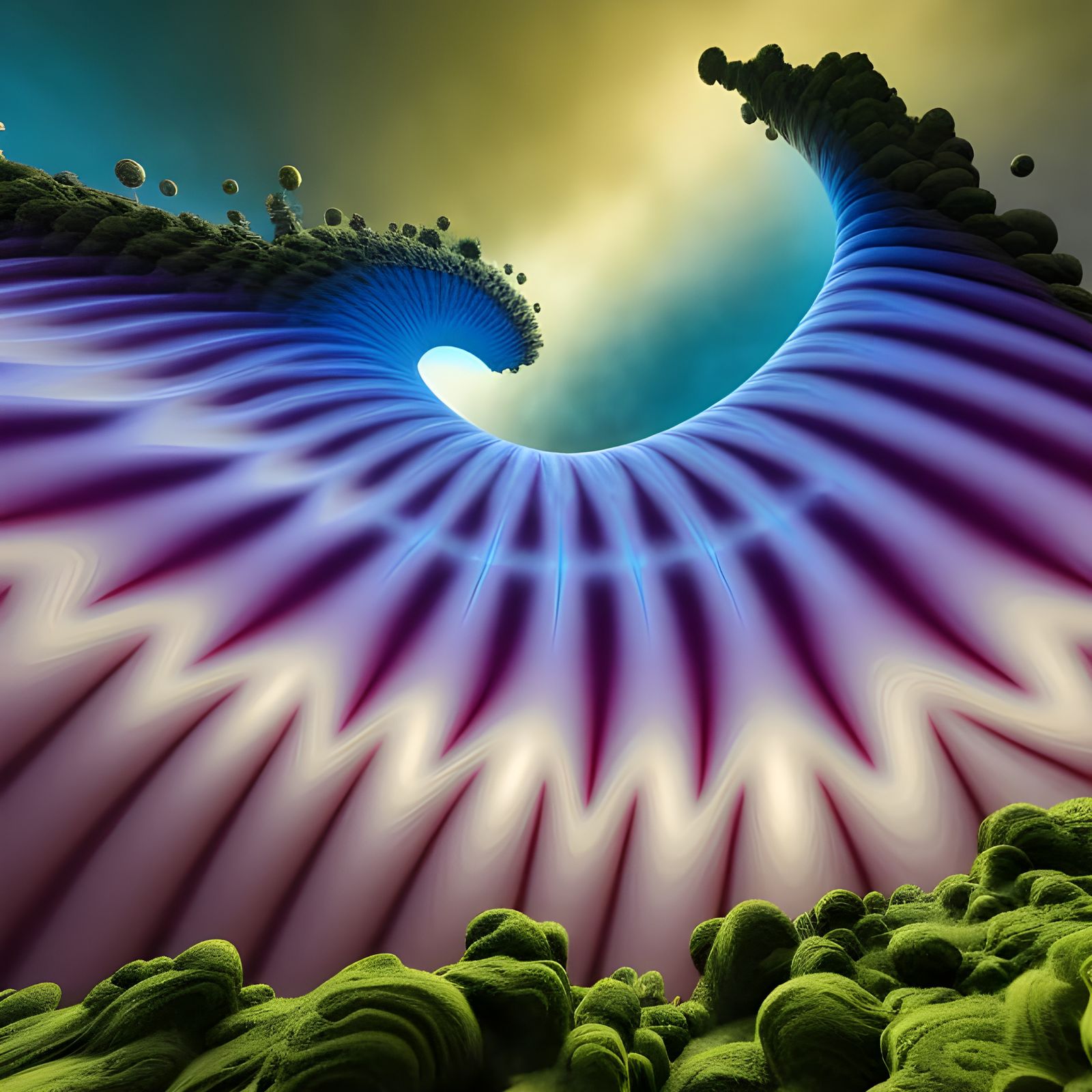 Detailed Fractal Landscape in Opalescent Colors