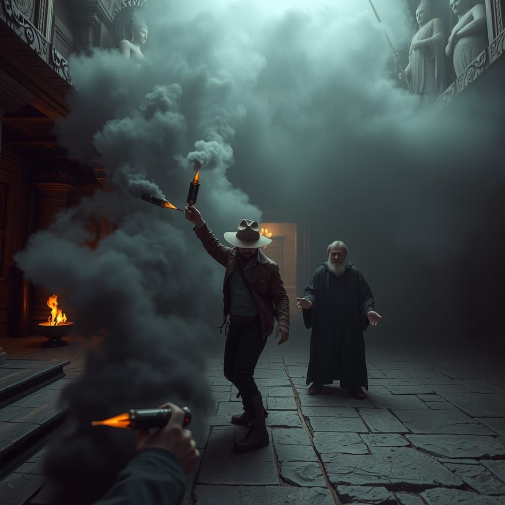 Adventurer's Smoke Screen in Ancient Temple