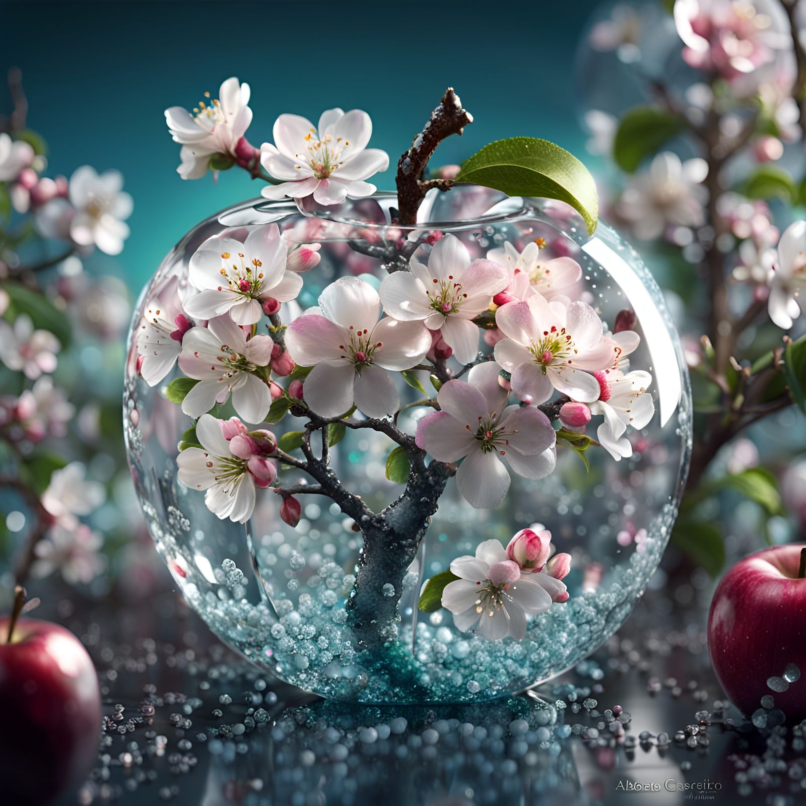 Apple blossoms in a crystal apple 👀