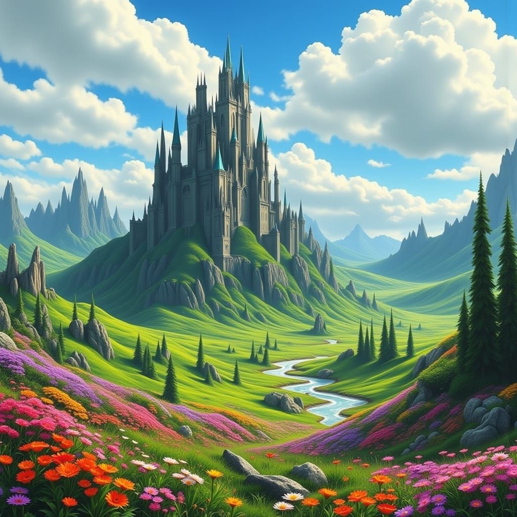 Whimsical Fantasy Realm Inspired by Miyazaki and Mead