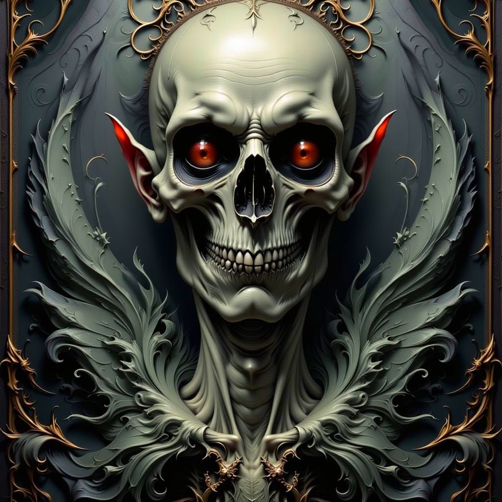 Surreal Nightmare Scene in a Distressed, Textured Art Style