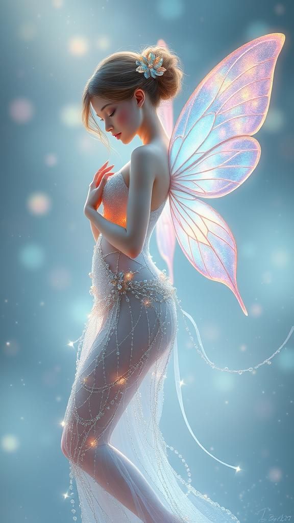 Opalescent Fairy with Iridescent Wings in Dreamy Surrealism