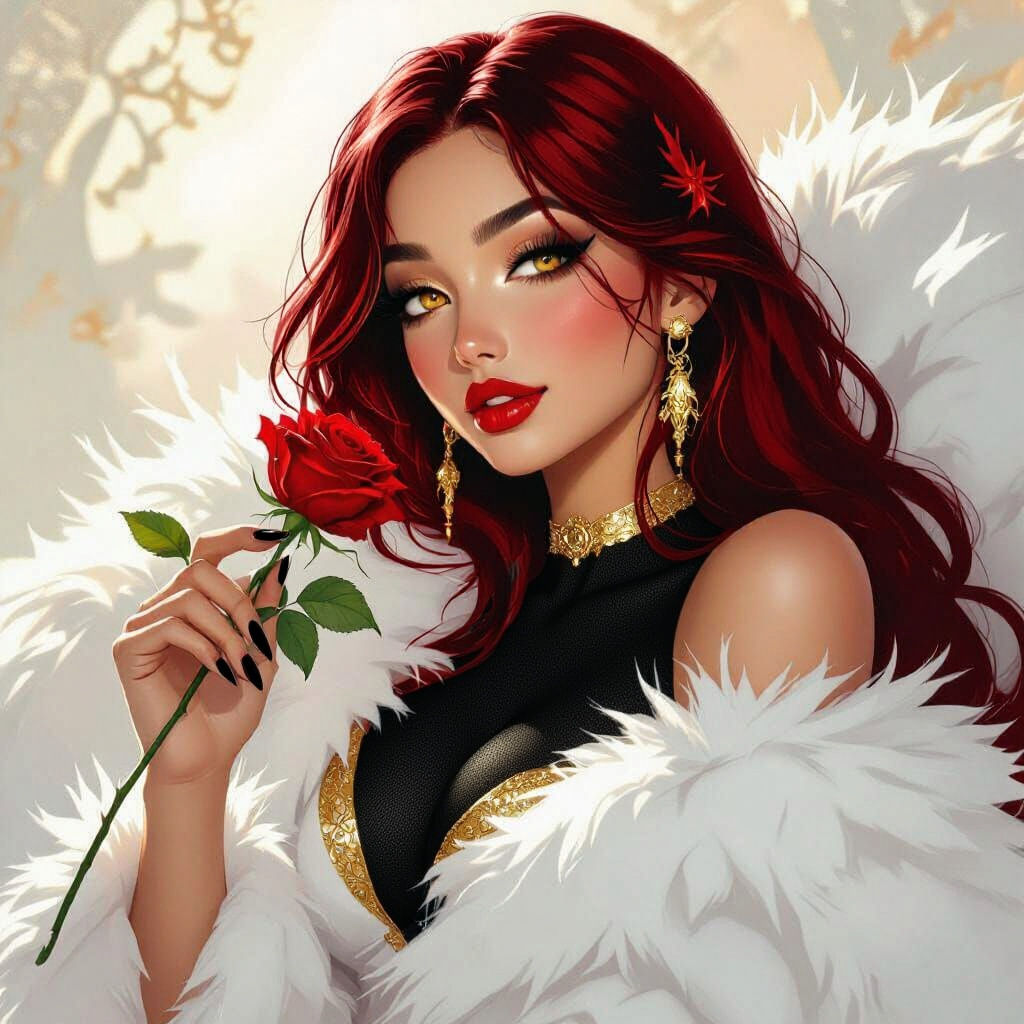 Pop-Art Portrait of a Girl with Red Rose