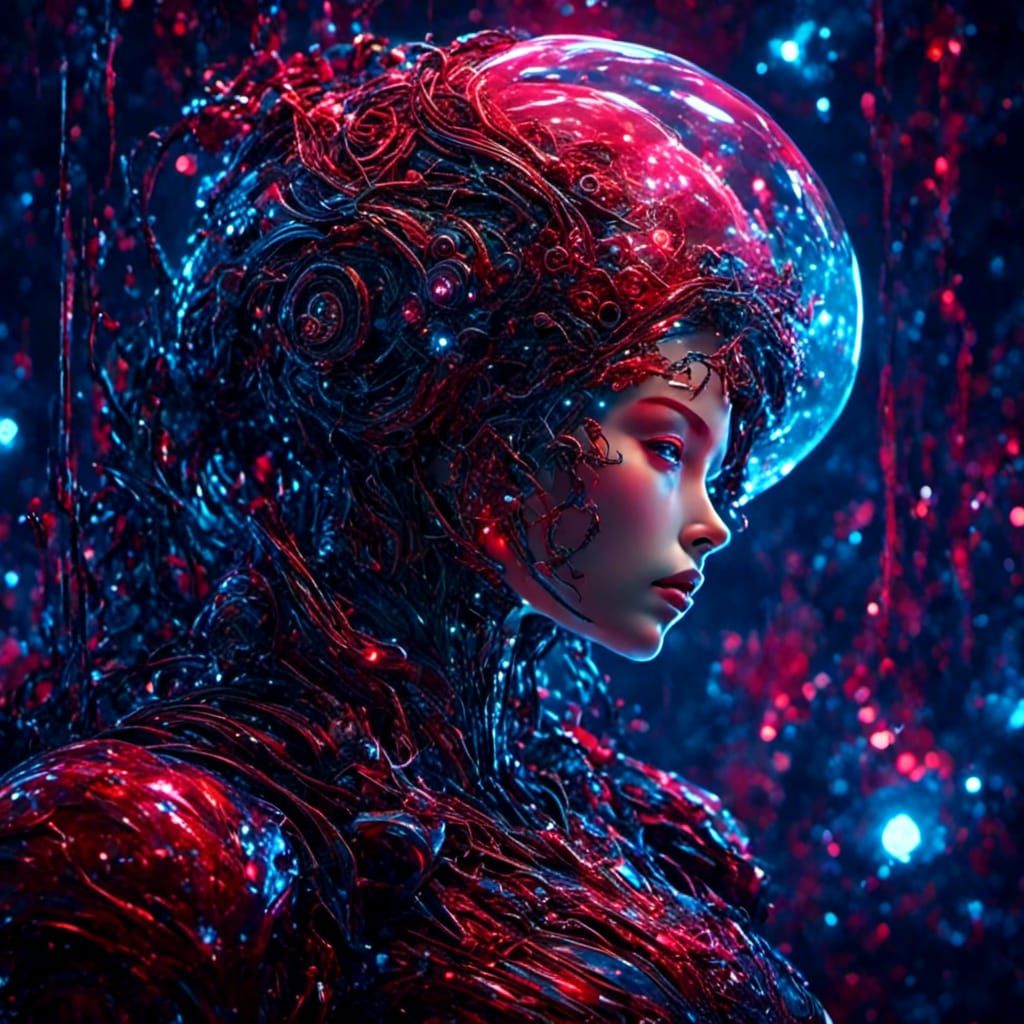 Celestial Head Space Station in Cyberpunk Style