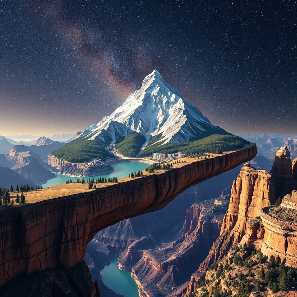 Surreal Möbius Strip Landscape Unfolds with Cities and Fores...