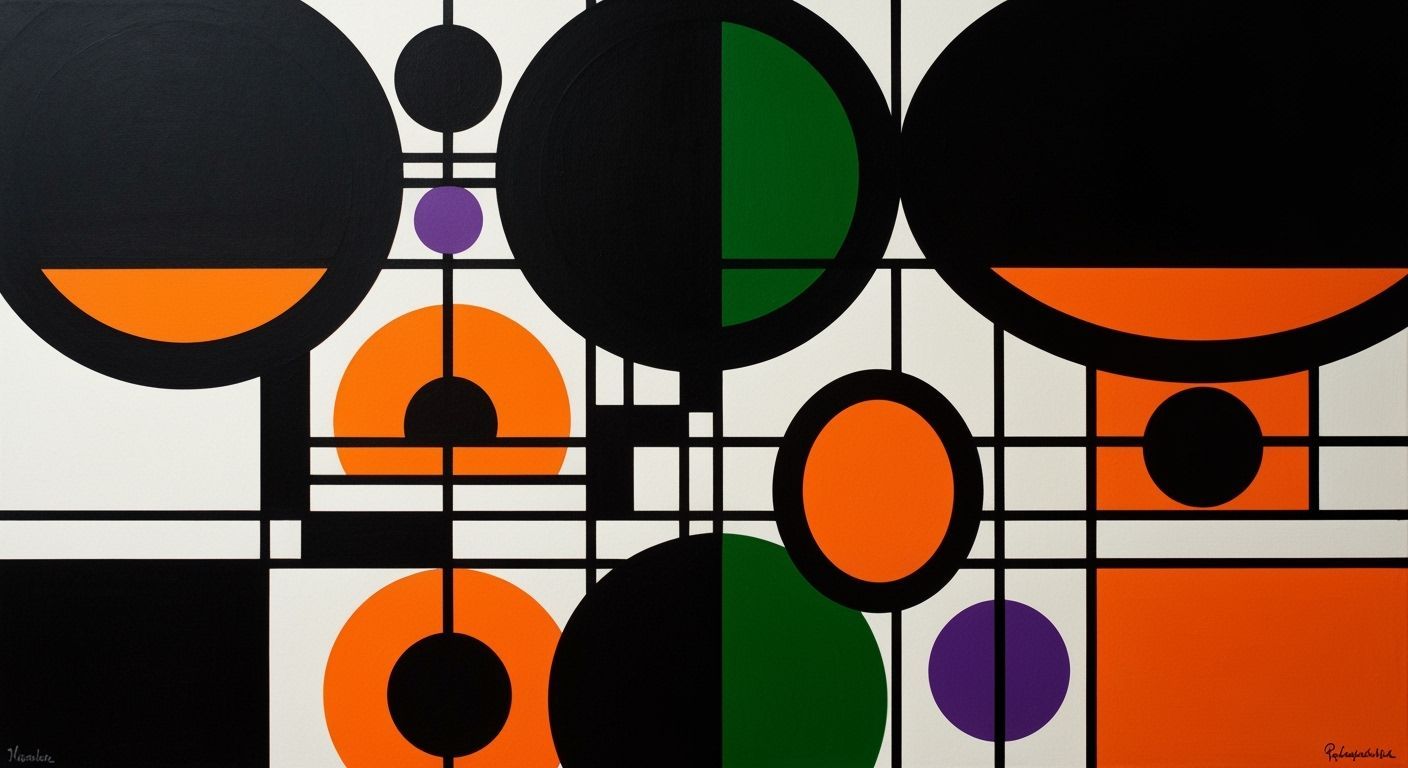 Vibrant Circles Network in Mondrian Style