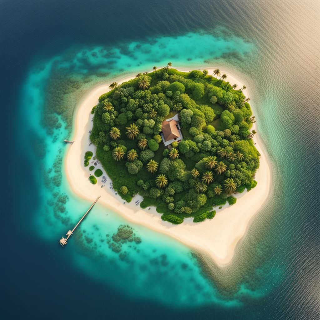 Bird's-Eye View of a Tropical Island Paradise