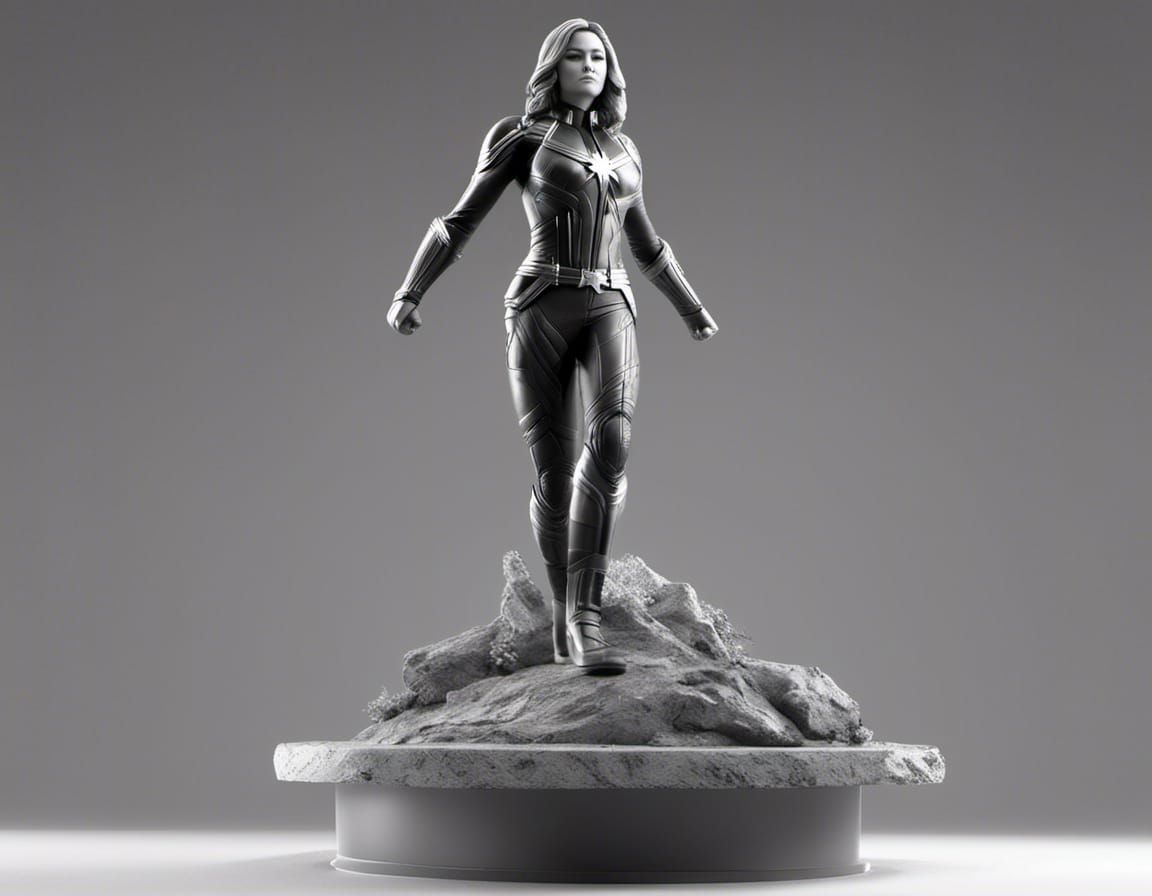 3D Printed Greyscale Captain Marvel Figure